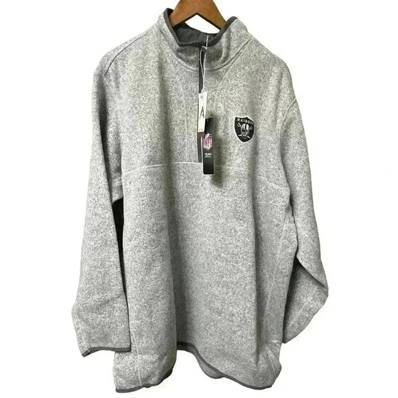 NWT Antigua Las Vegas Raiders Heather Gray Quarter-Zip Pullover Jacket 3XL - Picture 2 of 4